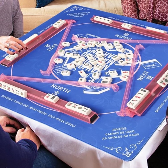 Mahjong Racks with Pushers, Set of 4, Pink - Picture 2 of 7